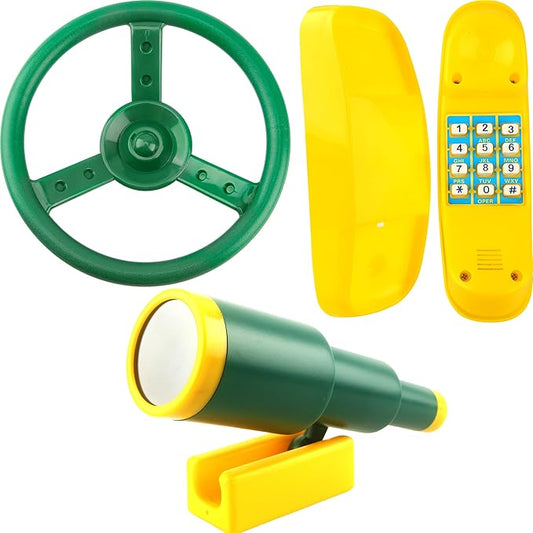 Playground Accessories Swingset Steering Wheel Plastic Telescope Telephone Swingset Phone Toy for Kids Outdoor Playground Backyard Treehouse