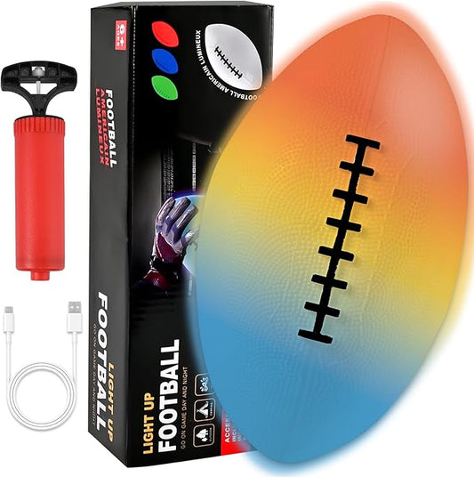 Rechargeable Glow in The Dark Football for Kids 8-12 with Pump, 4 Modes Light Up Footballs for Kids 8-12, Night Led Youth Kid Junior Beach Football, Birthday Footballs Stuff Gifts Toys