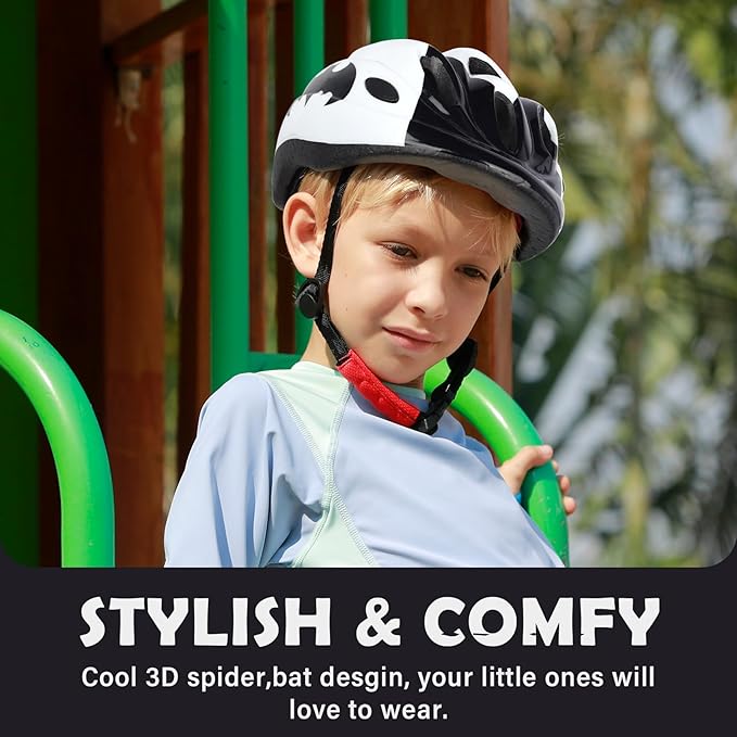 Kids Toddler Bike Helmet, Adjustable Boys Girl Helmets from Baby to Children(Age 1-8), Multi Sports for Bicycle Skate Scooter with LED Light
