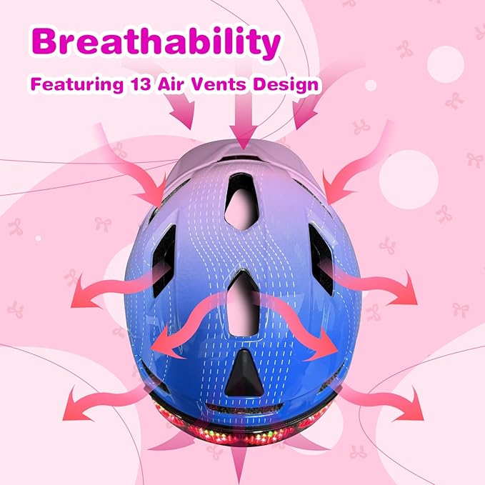 Kids Bike Helmet with LED Lights, Remote Control Turn Signals Safety Helmet Back Light for Youth Mountain Cycling Scooter Skateboarding, Adjustable and Lightweight for Boys Girls