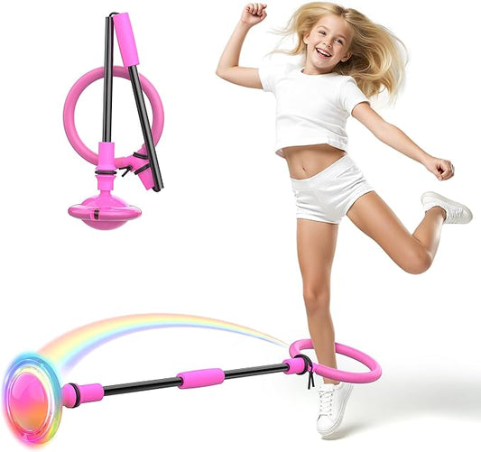 Ankle Skip Ball for Kids, Foldable Skip Ball with Colorful Flash Wheel, Indoor & Outside Game Toys, Christmas Birthday Gifts Toys for Girls and Boys Age 4 5 6 7 8 9 10 Years Old