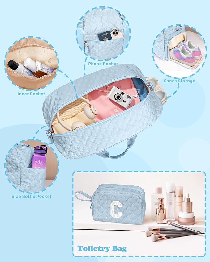 Duffel Bag, Girls Gift Bag Teens, Initial Travel Duffel Bag, Personalized Weekender Bag, Monogram Overnight Bag Gift for Grandmother,Tween Girls Gifts Daughter Gifts Niece Gifts, Mothers Gifts