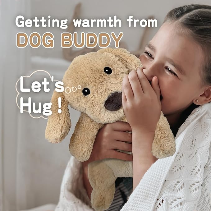 2Pcs Dog Stuffed Animals, Microwavable Stuffed Animal Adorable Fluffy Puppy Plush for Warmth, Heatable Coolable Lavender Scent Dog Plush Toys, Cute Soft Plushies for Kids & Adults Girls Boys Gifts