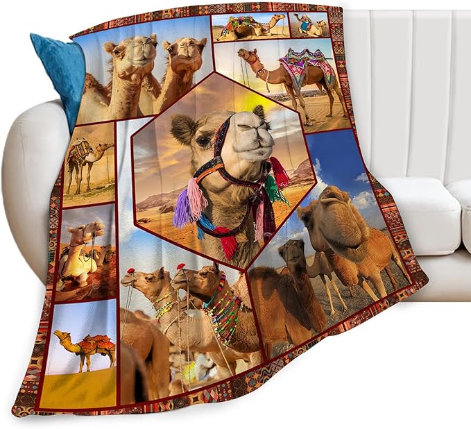 Camel Blanket Ultra Soft Cozy Camel Throw Blanket Fleece Fuzzy Plush Bedding Desert Camel Lovers Gifts for Women Girls Kids Adults 60"x50"