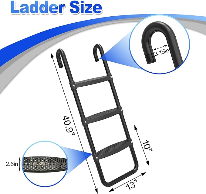 Universal Trampoline Ladder Slide kit, 3 Steps Wide Step for Trampoline, Trampoline Accessories Slide with Buffer Section for Children Kids