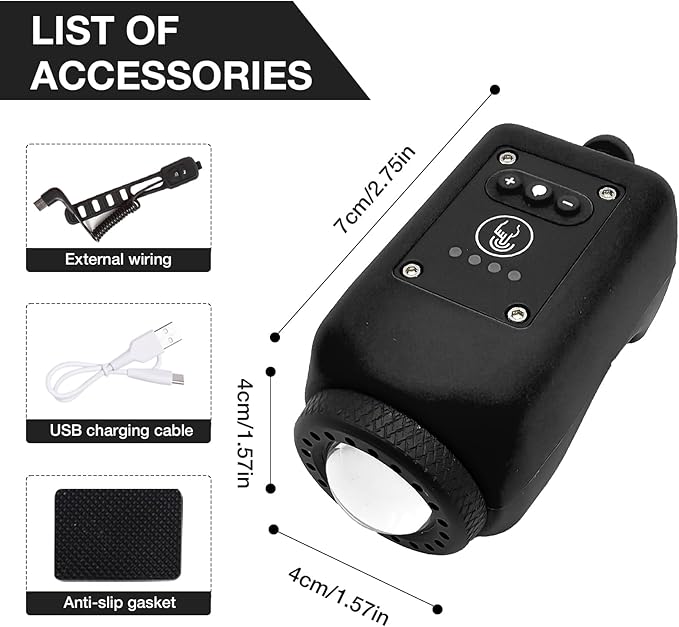 Bike Horn, Bicycle Horn with Large Range Floodlight, IPX5 Waterproof with USB Rechargeable Bike Electronic Horn