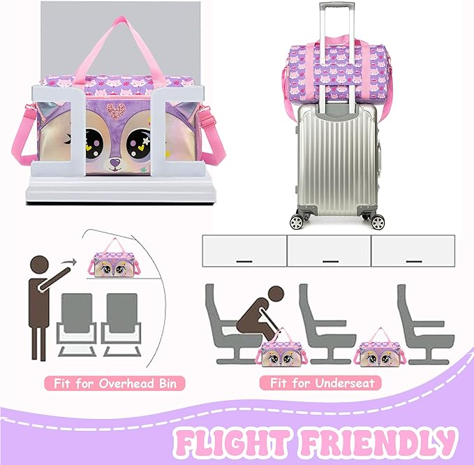 Girls Luggage with Wheels Suitcases Kids Travel Softside Suitcases 16" Carry on Suitcase with Duffle Bag Luggage Sets Airline Approved