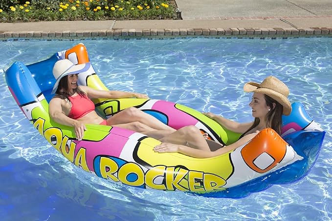 Poolmaster Aqua Rocker Inflatable Swimming Pool Float Ride On, Outdoor Toy For 8 Years Old and Up Boys, Girls, and Adults Pool Blow-Up Floatie and Lounge