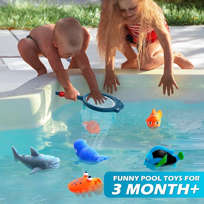 No Hole Mold Free Baby Bath Toys for Toddlers 1-3, Water Toys for 6-12 Months Infants with Storage Bag, Baby Shark Toys for Pool, Bathtub, Beach, Shower, Tub,Ideal Gifts for Kids Boys and Girls