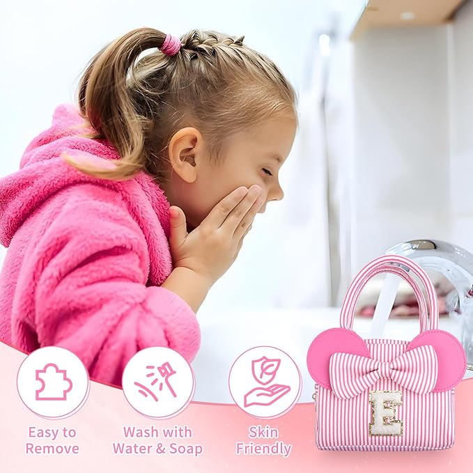 Kids Non Toxic Makeup Sets for Girls Age 3 4 5 6 7 8 9 10 Year Old, Birthday Christmas Valentines Gifts for Girls, Personalized Purse with Toddler Play Pretend Make up kit - B