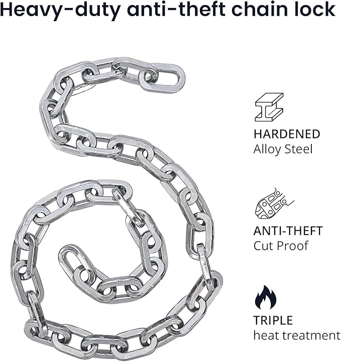 Aventon 8mm Thick Chain Lock, 47inch Heavy Duty Anti Theft Bicycle Lock, Equipped with a Waterproof and Scratch-Resistant Nylon Cover, Suitable for Bicycle, Motorcycle,Tricycle, Fence, and Door.