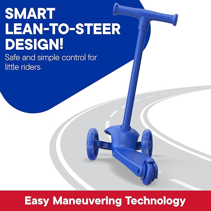 3 Wheel Scooter for Kids, Smooth Light Up LED Front Wheels, Wide Anti Slip Deck, Rear Foot Brake, Easy Lean to Steer Maneuvering, Indoor & Outdoor Ride On Toys for Ages 2 Up