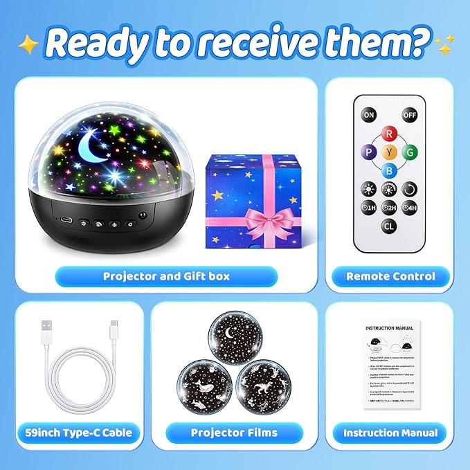 Dinosaur Toys for Kids 3-5, 【Remote+3 Films+93 Effects】 Dinosaur Toys for Kids 2-4, 【3 Timer+5 Brightness】 Toys for 3 Year Old Boys, Rotate 3 Year Old Boy Gift, 5 Year Old Boy Birthday Gift