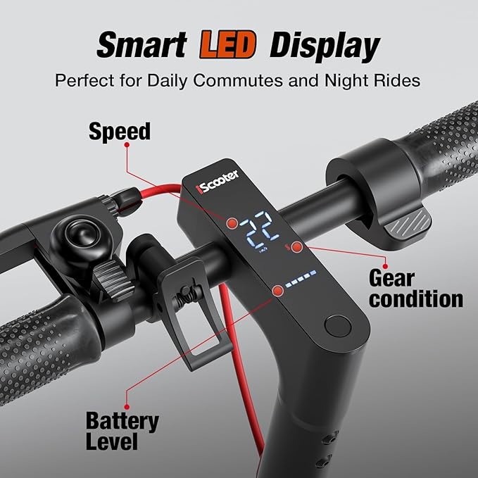 iScooter Electric Scooter for Adults, 23/18/12 Miles Long Range,22/19/18 Mph Top Speed, Commuting Electric Scooter with Cruise Control, Double Braking Systems Escooter for Adults and Teens