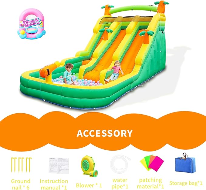 20FT Oxford Inflatable Water Slide Waterslides for Kids and Adults Rainforest Style Water Slide Bounce House and Swimming Pool Wet Dry Use Summer Fun Water Park for Outdoor-Including Blower