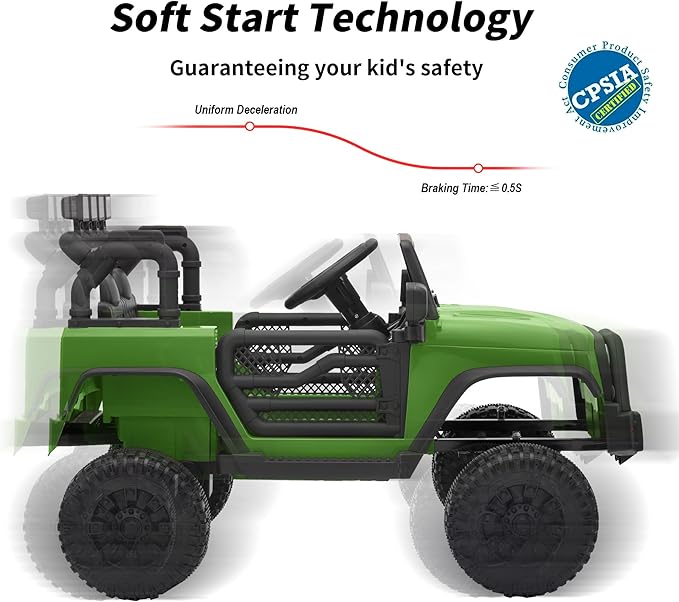 Kids Ride on Car Toy, 24V Electric Car for Kids with Remote Control, 2x200W Motors - Army Green