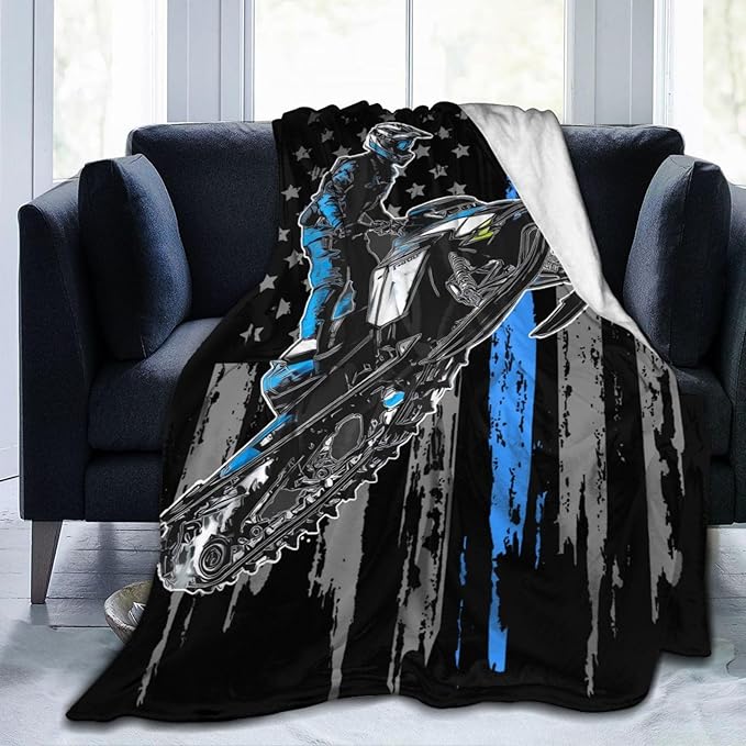 Snowmobile Blanket Gifts for Girls Boys Skiing Sports Throw Blankets Cozy Plush Fleece America Flag Flannel Fuzzy for Men Women 60"X50"