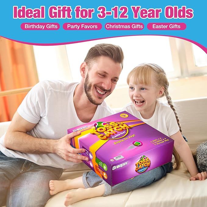 Kids Outdoor Toys - Toss and Catch Game Set, Outside Yard Camping Beach Pool Toys Games for Boys Girls 3 4 5 6 7 8 9 10 Year Old, 4 Paddles 4 Balls (Pink+Pink)