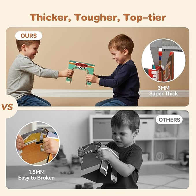 Youuys 3-in-1 Sorting and Stacking Toys for Toddlers 1-3 with Building Blocks, Wooden Community Helpers, Montessori Nesting Boxes for Preschool Learning Stocking Stuffers for Boys Girls