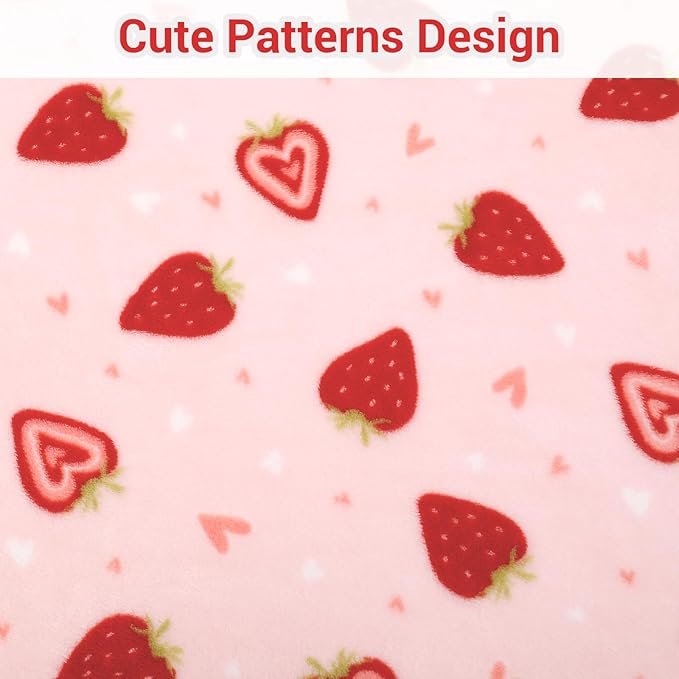 Viviland Kids Throw Blanket, Pink Strawberry Blankets for Toddler, Soft Warm Lightweight Plush Throw Blanket Fleece Blanket for Sofa Chair Couch Bed for Kids, 50" x 60"