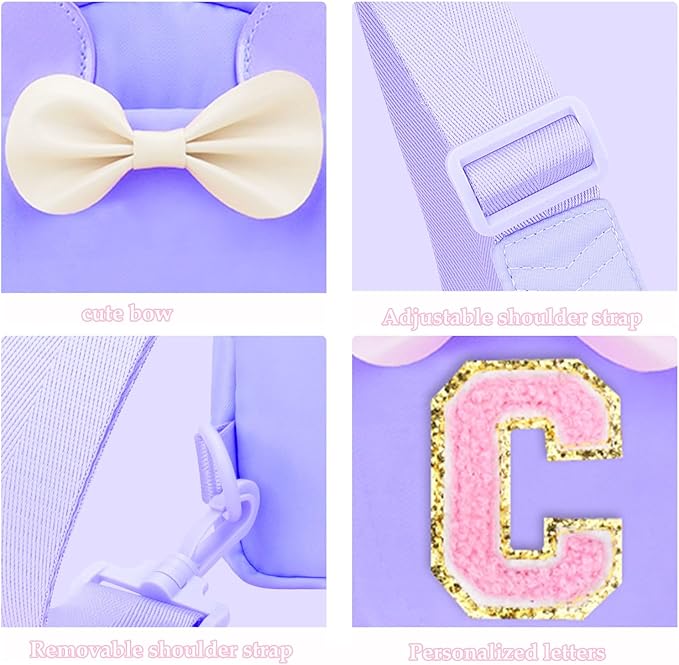 Girls Small Sling Bags for Kids - Girl Birthday Gifts for 3 4 5 6 7 8 9 10 Year Old Fanny Pack Belt Bag Personalized Small Initial Pink Sling Bag for Kid Girls Crossbody Bags Purse Purple A