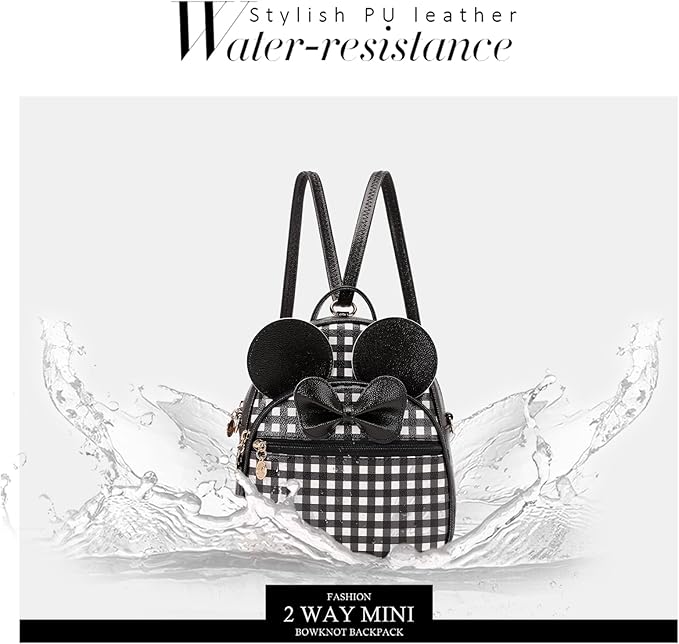 KL928 Girls Mini Backpack Bowknot Polka Dot Cute Small Daypacks Convertible Shoulder Bag Purse for Women