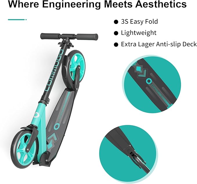 Kick Scooter for Kids 5-12, Teens, Foldable Lightweight Adult Scooter with 8 Inch Wheels, Max Load 240 LBS, Gift for Childs