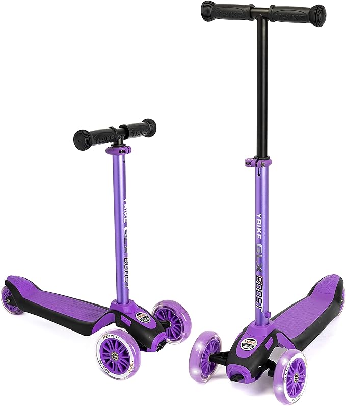YBIKE GLX Boost Scooter with Adjustable Steering and Handlebar Height for Kids