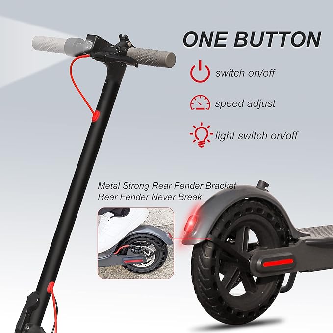 Electric Scooter - 8.5"/10'' Solid Tires, 350W/500W Motor, Up to 19-22MPH and 21-24Miles Long-Range Portable Commuting Scooter for Adults with Double Braking System and App