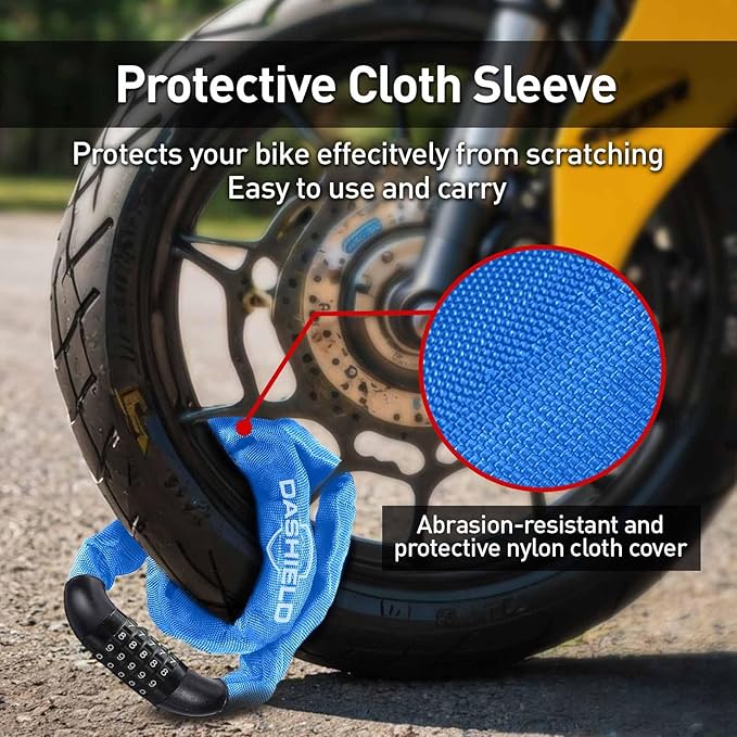 Bike Chain Lock Security 5 Digit Resettable Combination, 38.6 inches Heavy Duty Anti Theft Lock Chain for Bicycle, Motocycle, Scooter, Gate, Fence (Blue, 3.2ft)