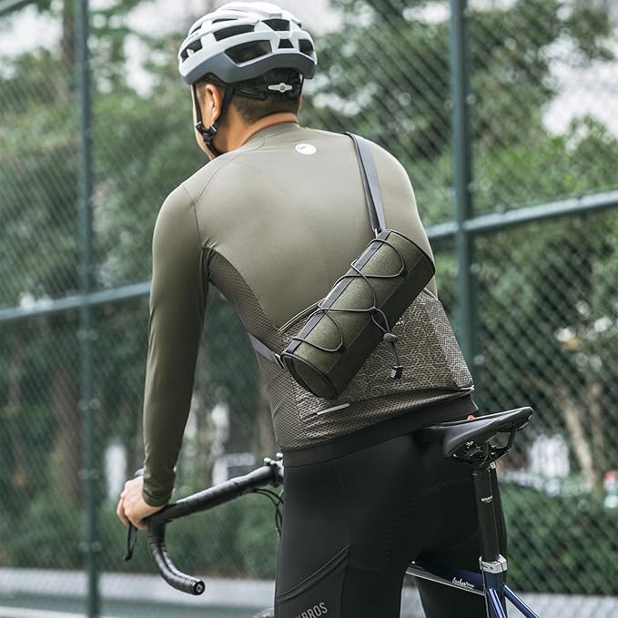 ROCKBROS Bike Handlebar Bag Small Bicycle Handle Bar Bag Handy Front Bike Bags Handlebar Storage Pouch Pack with Shoulder Strap Little Mountain Road Bike Barrel Bag