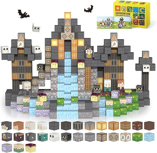 Magnetic Blocks-120PCS Magnets Cubes, Cherry Blossom Magnetic Building Blocks Toddler Toys for Age 3-4 5-7 6-8,STEM Sensory Toys Birthday Gifts for 3+ Years Old Boys & Girls