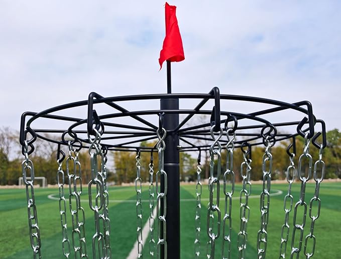 Disc Golf Basket - Portable Disc Golf Target with Heavy Duty 24-Chains Come with 6pcs Disc Golf Discs and Carry Bag, Ground Stake -Suitable for Players of All Levels - Multi Color Available