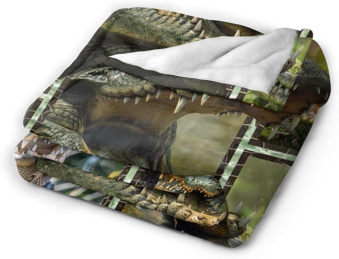 Crocodile Blanket Alligator Throw Blanket Cozy Plush Fleece Flannel Animal Blankets Lightweight Fuzzy Party Gifts for Girls Boys Women Men 50"X40"