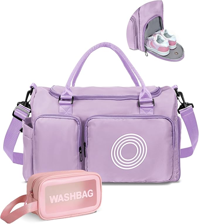 Gifts Teen Girl Gift, Initial Travel Duffle Bag, Duffel Bags, Personalized Weekender bags, Lilac purple-O