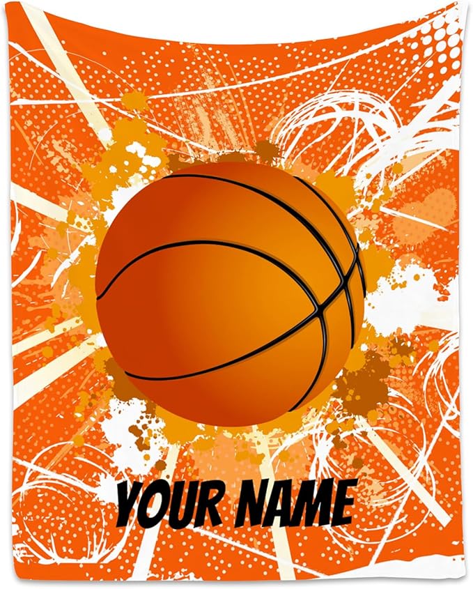 Personalized Basketball Blanket for Girls, Custom Basketball Gifts with Name for Girls, Sport Throw Blankets for Team, Kids Throws for Couch Sofa (30x40 Inch)