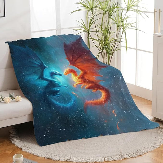 Dragon Throw Blanket Dragon Stuff Gifts for Kids Girls Boys Adults Women Men Soft Cozy Warm Plush Fluffy Fuzzy Fleece Blanket Decor 60''X80''