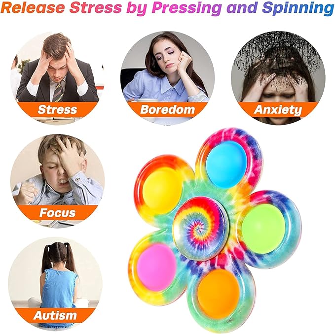 12 Pack Fidget Spinners for Kids Adults Christmas Party Favors, Pop Fidget Toys Bulk for Stress Anxiety ADHD Relief, Party Gifts Stocking Stuffers for Kids Treasure Box Toys for Classroom Prizes