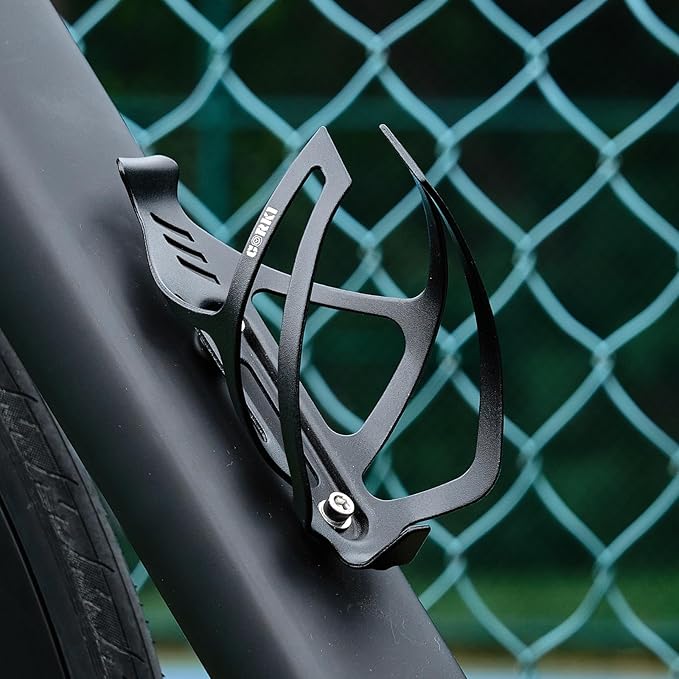 Corki Cycles Bike Water Bottle Holder Aluminum Alloy, Universal Bike Water Bottle Cage for Road, Mountain and Gravel Bikes -1 Pack - Black