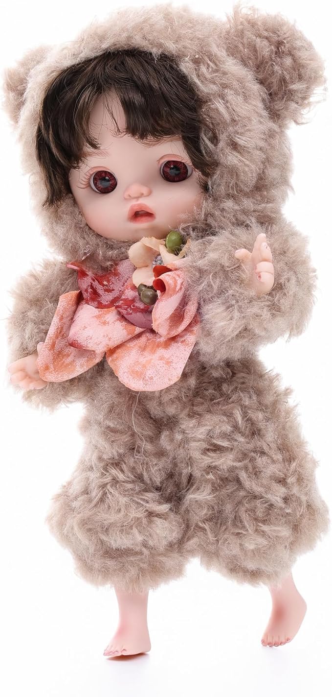 Reborn Baby Doll 10 Inch – Lifelike Full Vinyl Girl in Cozy Brown Bear Outfit – Comfort Collectible Doll Gift for Girls