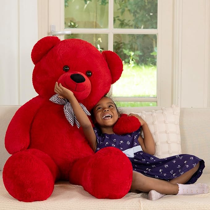 MaoGoLan Big Teddy Bear 55 inches,Life Size Big Plush Stuffed Animal,Adorable and Soft Red Teddy Bear Gift for Christmas,Valentines,Birthday,or Long Distance