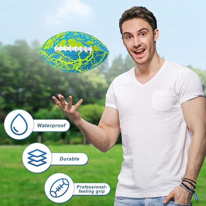 Jasonwell Pool Beach Water Football - 2 Pack Waterproof Football Strong Grip Fun Pool Toys Games for Swimming Pools Beach Lake Park Backyard Outdoor Play for Kids Children Teens Adults Family