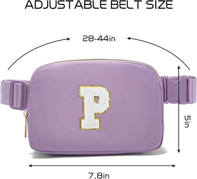 Gitus Birthday Gifts for 8 9 10 11 12 13 Year Old Girls Personalized Fanny Pack Crossbody Bags with Initial Letter Patch Belt Bag for Teen Girls Cute Trendy Stuff Travel Essentials (Lavender-P)
