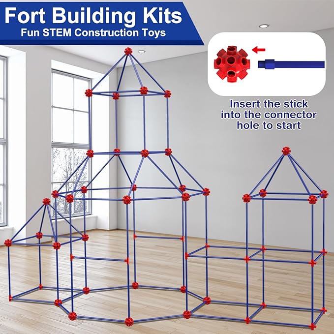 V-Opitos 180 Pack Fort Building Kits for Kids Age 4, 5, 6, 7, 8+ Years Old, Creative STEM Building Toys for DIY Castles, Tunnels, Play Tent, Ideal Christmas, Birthday Gifts for Boys & Girls
