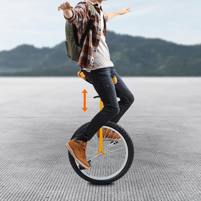 20 Inch Unicycle for Balance Training Outdoor Fitness with Adjustable Seat and Anti-Skid Tread