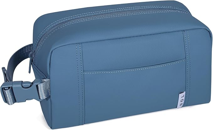 NOL Natural Organic Lifestyle Freezable Snack Bag, Leakproof Cooler Lunch Bag, Reusable, Zip Closure with Buckle Handle Nylon Waterproof Snack Box for Work Travel-Dusty blue