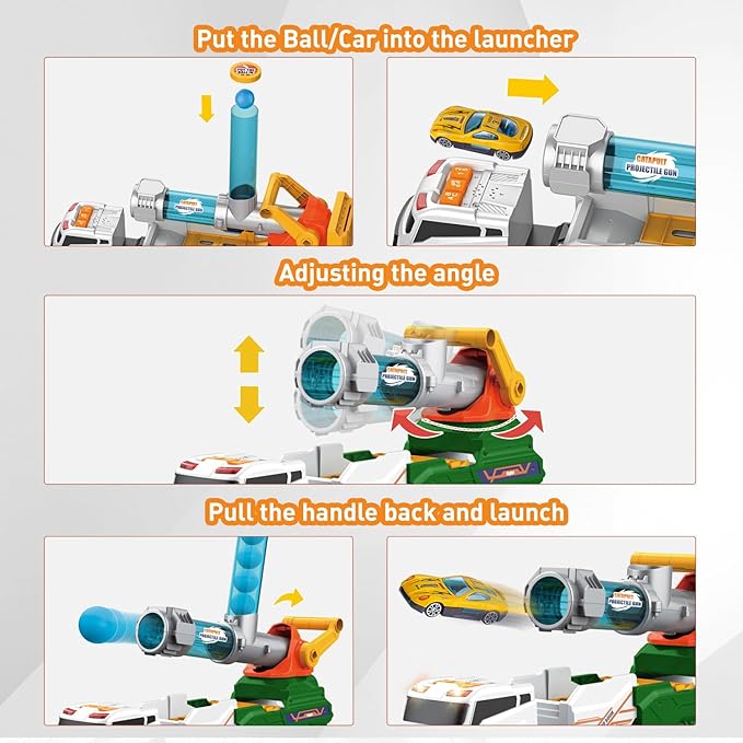 Dwi Dowellin Truck Toys for Kids, 28" Large Car Toys Include 4 Racing Cars+6 Ball, with Light & Sounds, Eejection&Shooting Transport Cars Toy, Gifts for Boys Girls-Green