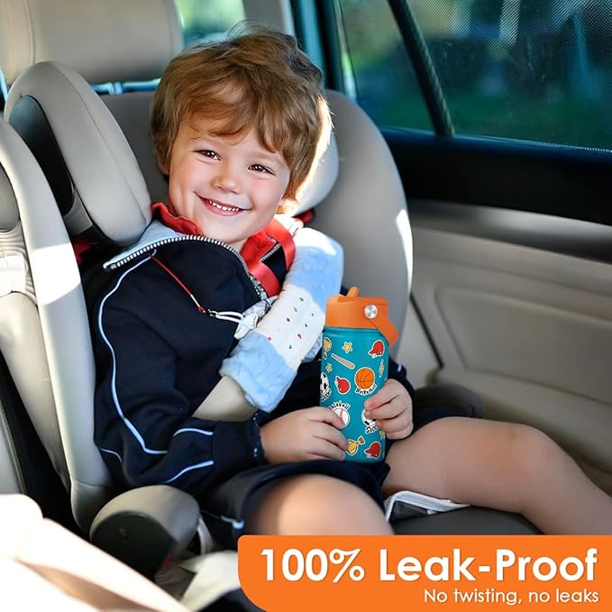 Sport Kids Water Bottle With Straw Lid 12oz Insulated Stainless Steel, Travel Tumbler, Gifts For Boys, Birthday, Christmas, Back To School