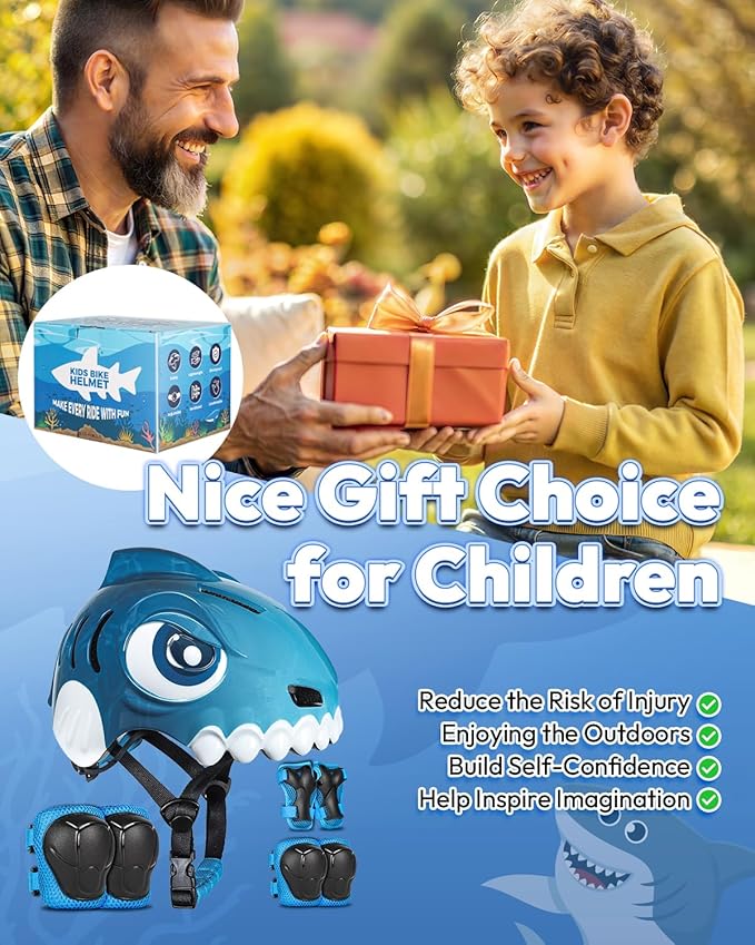 Bike Helmet for Kids 3-5-8 Toddler Bike Helmet Animal 3D Cartoon Boys Girls Safety Adjustable Kids Helmet and Pads Set for Cycling Scooter Skateboard