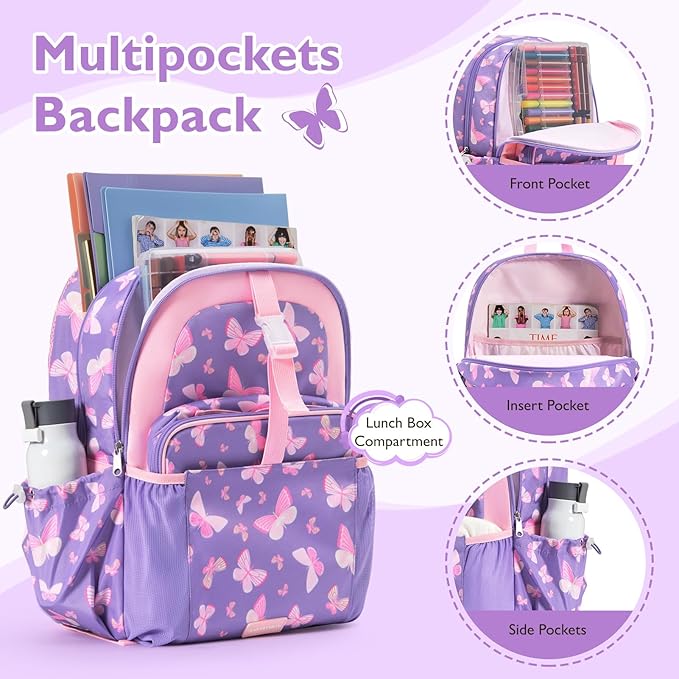 mommore Kids Backpack for Boys Girls Preschool Kindergarten Backpacks Lightweight Elementary School Bookbag with Lunch Box